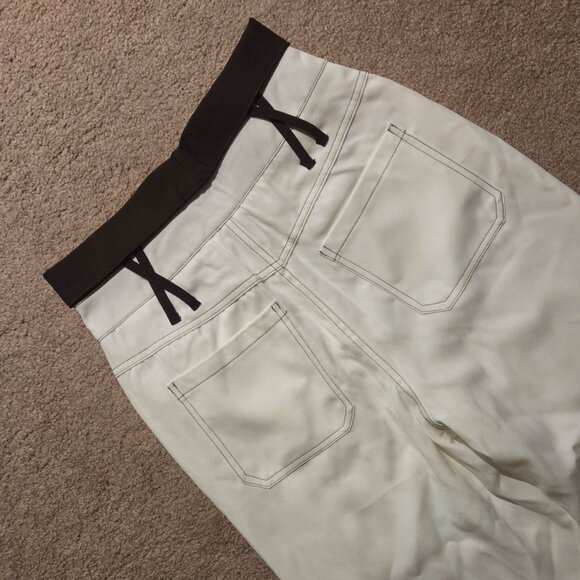 Shein White Wide Leg Pants with Brown Waistband - Picture 3 of 3